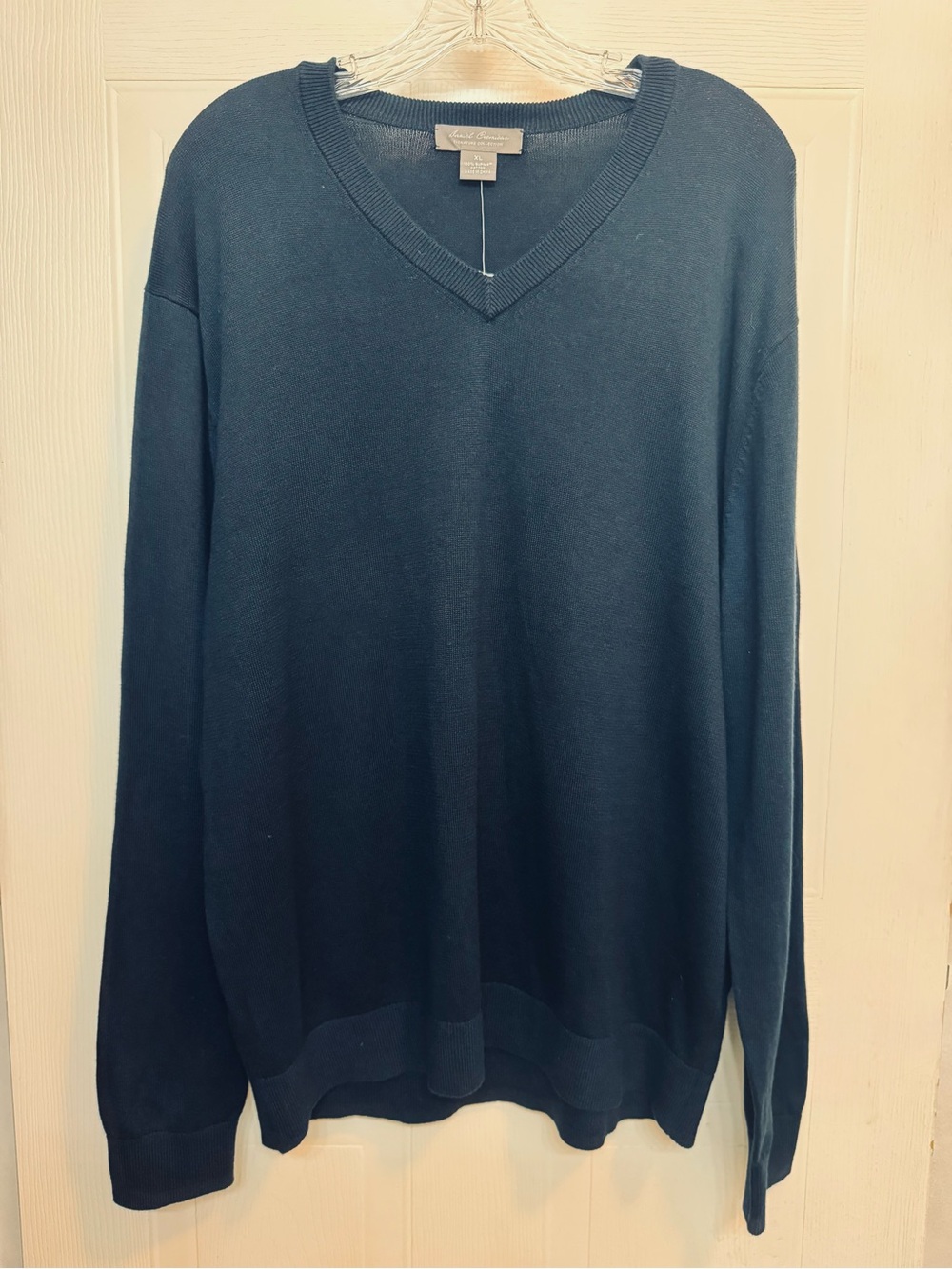 NWT Daniel Cremieux Signature Collection Supima Cotton V-Neck Sweater Navy XL